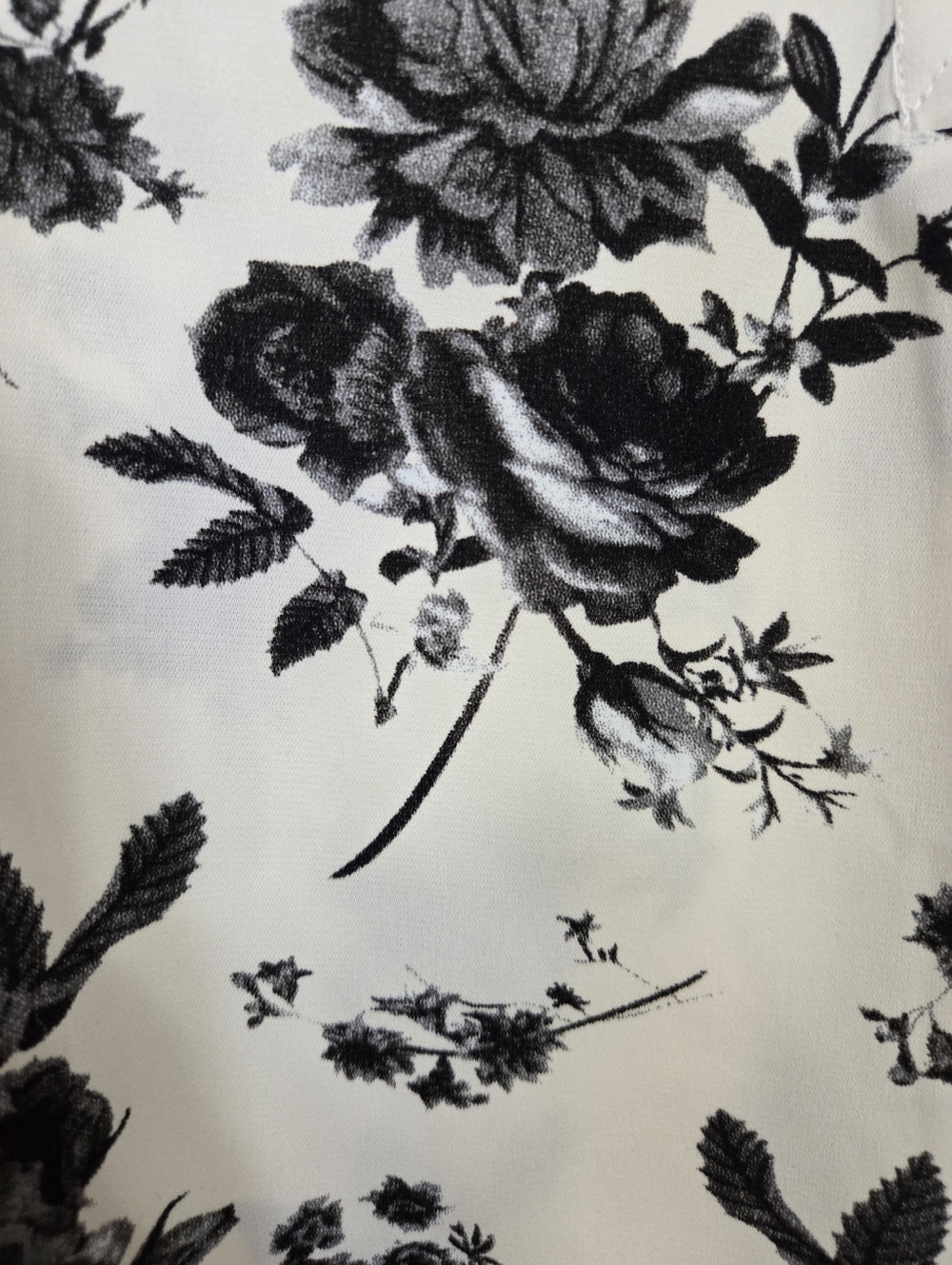Viishow Cream/black Floral V-Neck 3/4 Sleeve Blouse Size M - Picture 5 of 9
